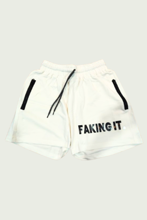 White Chrome Concert Shorts